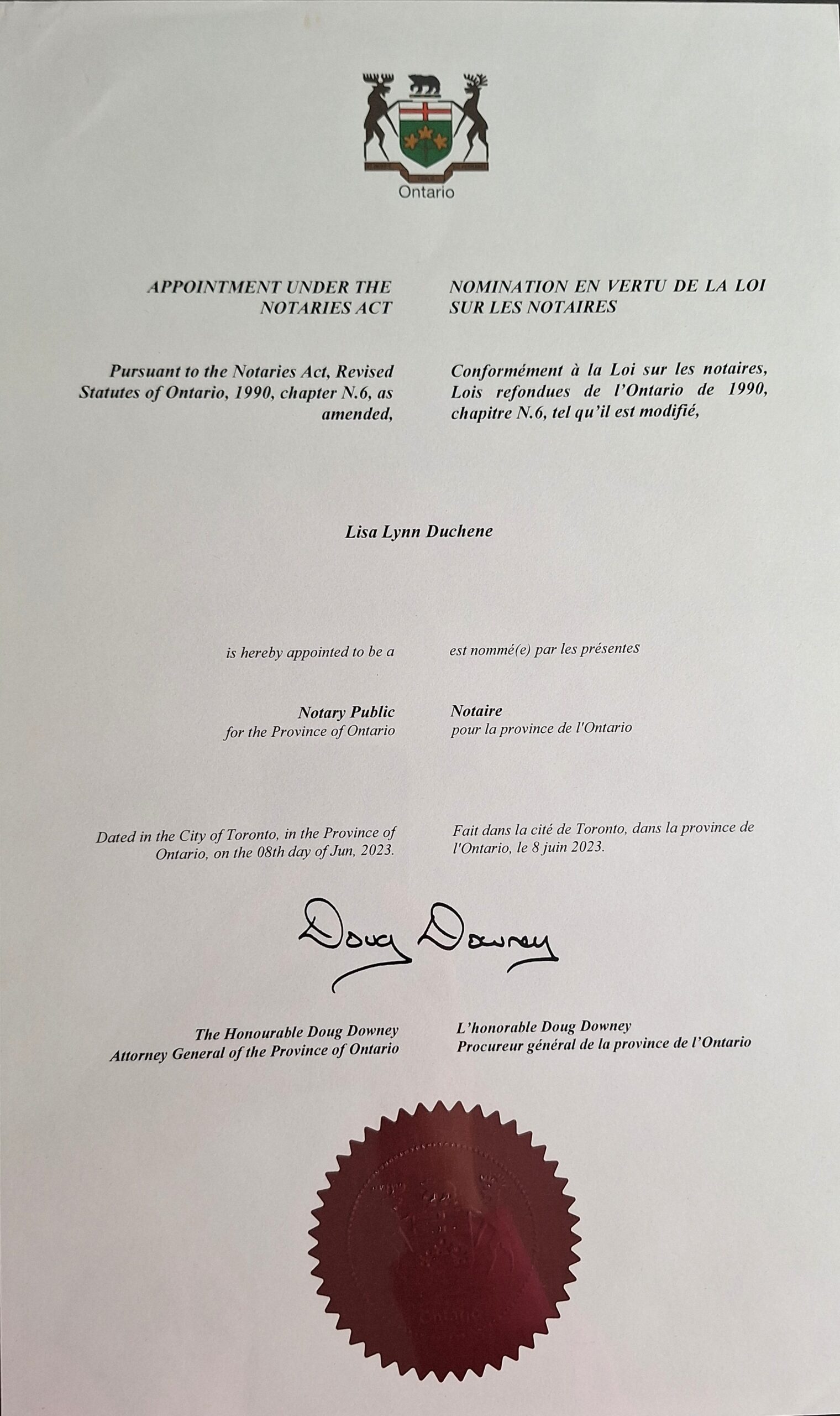 Notary Appointment Certificate Notary Appointment Certificate